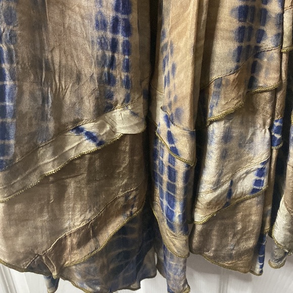 Beach Dress Cover Up Navy Khaki Beaded - Picture 5 of 11